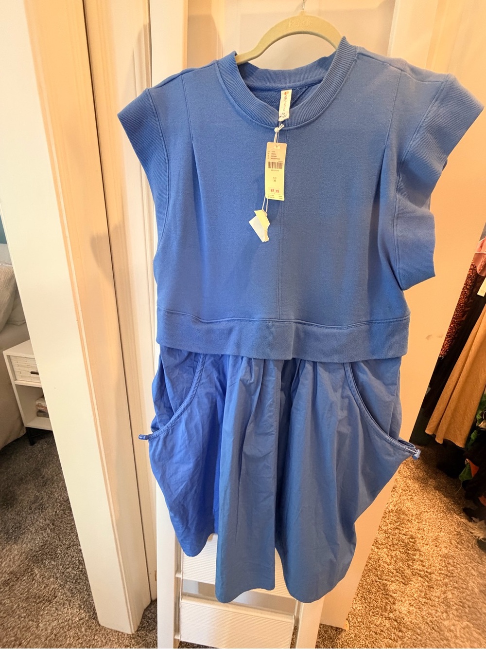Anthropologie Daily Practice Blue Sleeveless Knit Top & Gathered Dress